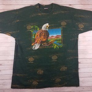 VTG 90s Eagle Art FOTL All Over Print Tee Shirt